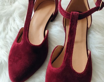 【PORTERNA】Reed Velvet Flat Shoes Ginger Sienna Velvet Mary Jane | Mary Jane | Footwear