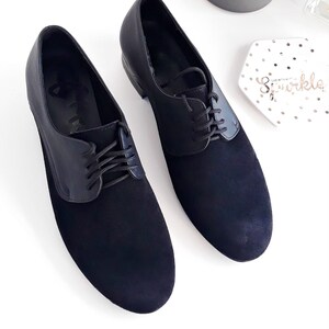 Black Oxford Woman Shoes, Black Suede Leather Shoes, Leather Shoes ...