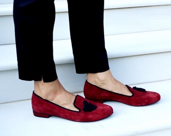 Burgundy Moccasins Shoes, Elegant Slip On Casual Loafers, Pointed toe