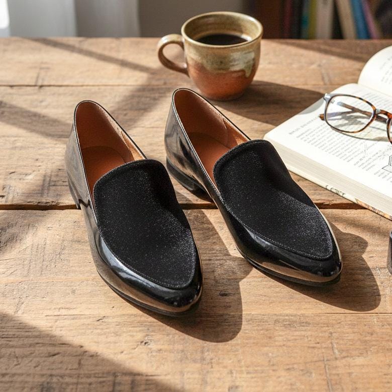 Glamour Black Loafers Slip-Ons Classic Design Glamour Black Loafers Slip-Ons Classic Design - mordernwear.com main image 3