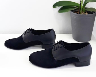 Black Oxford Woman Shoes, Black Suede Leather Shoes, Leather Shoes, Oxford Low Heel Shoes, Ties Shoes, Elegant Casual Oxford Shoes