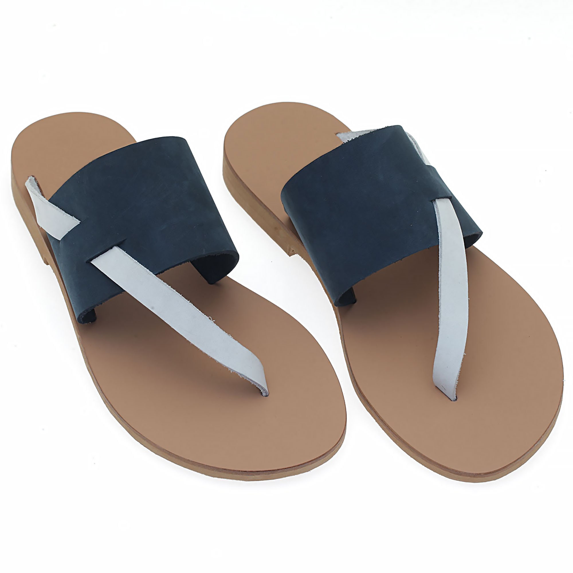 blue and white sandals
