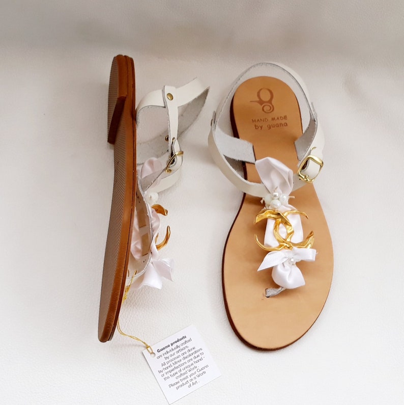 Sandalias de boda para la novia sandalias planas de cuero Etsy