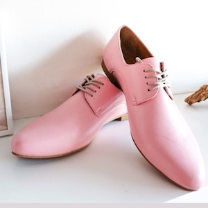 Pink Leather Shoes, Pink Oxford Shoes, Close Shoes, Flat Shoes, Leather Flats, Woman Lace Up Shoes, Comfortable Shoes, Wedding Shoes For Her