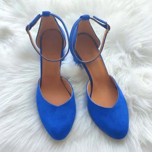 Cobalt blue suede pumps hot sale