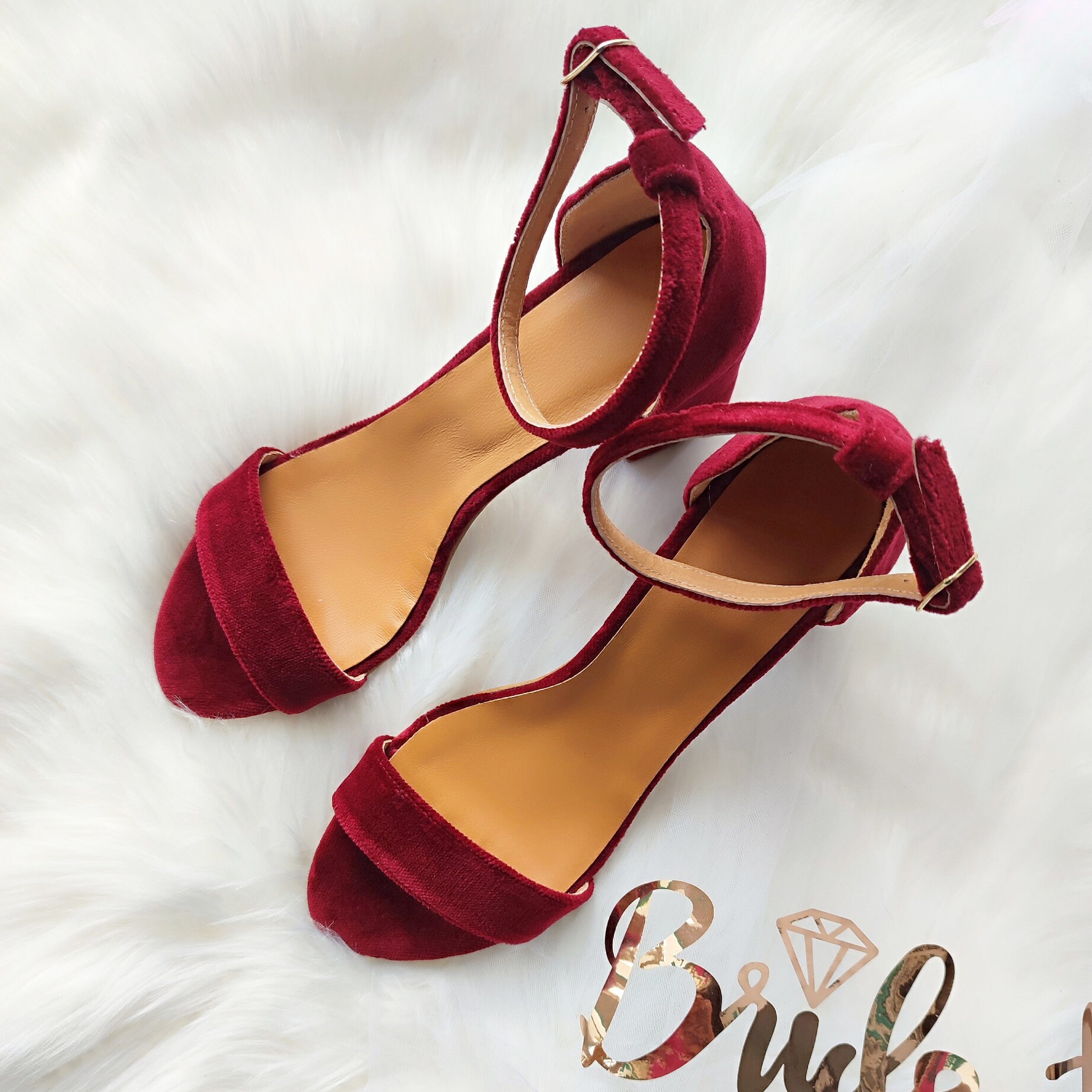 Velvet ankle strap heels outlet