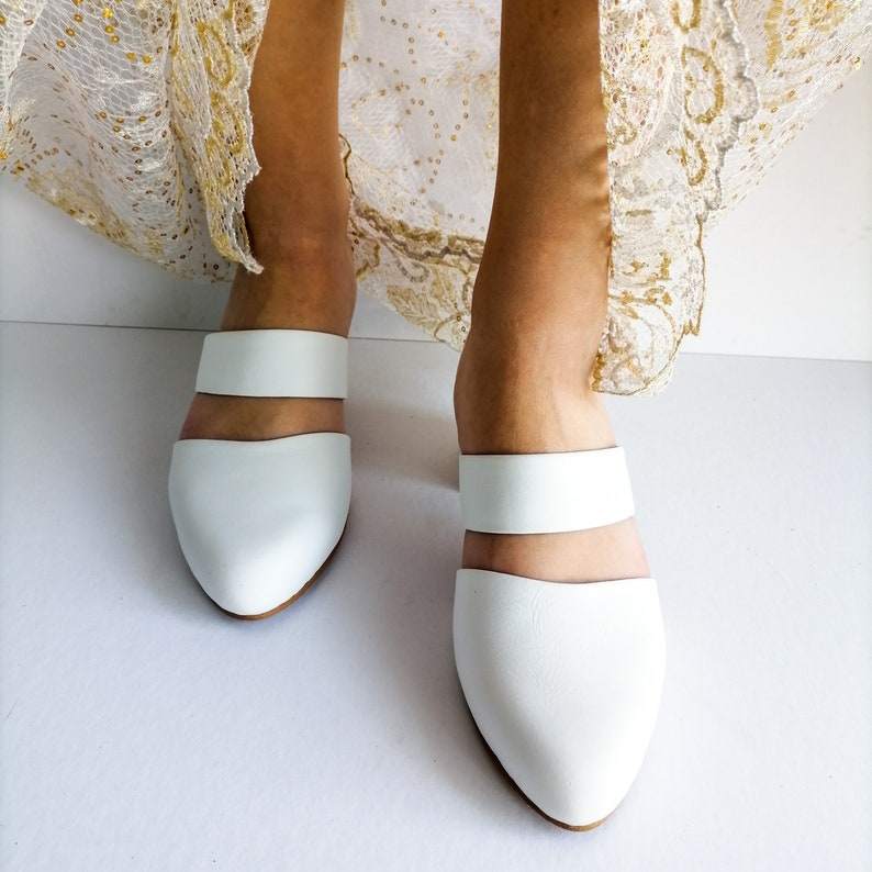 White Leather Wedding Shoes Block Heel Bridal Shoes Bride to - Etsy