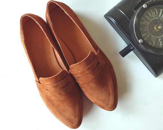 womens brown suede dress shoes Siena Loafers - Suede