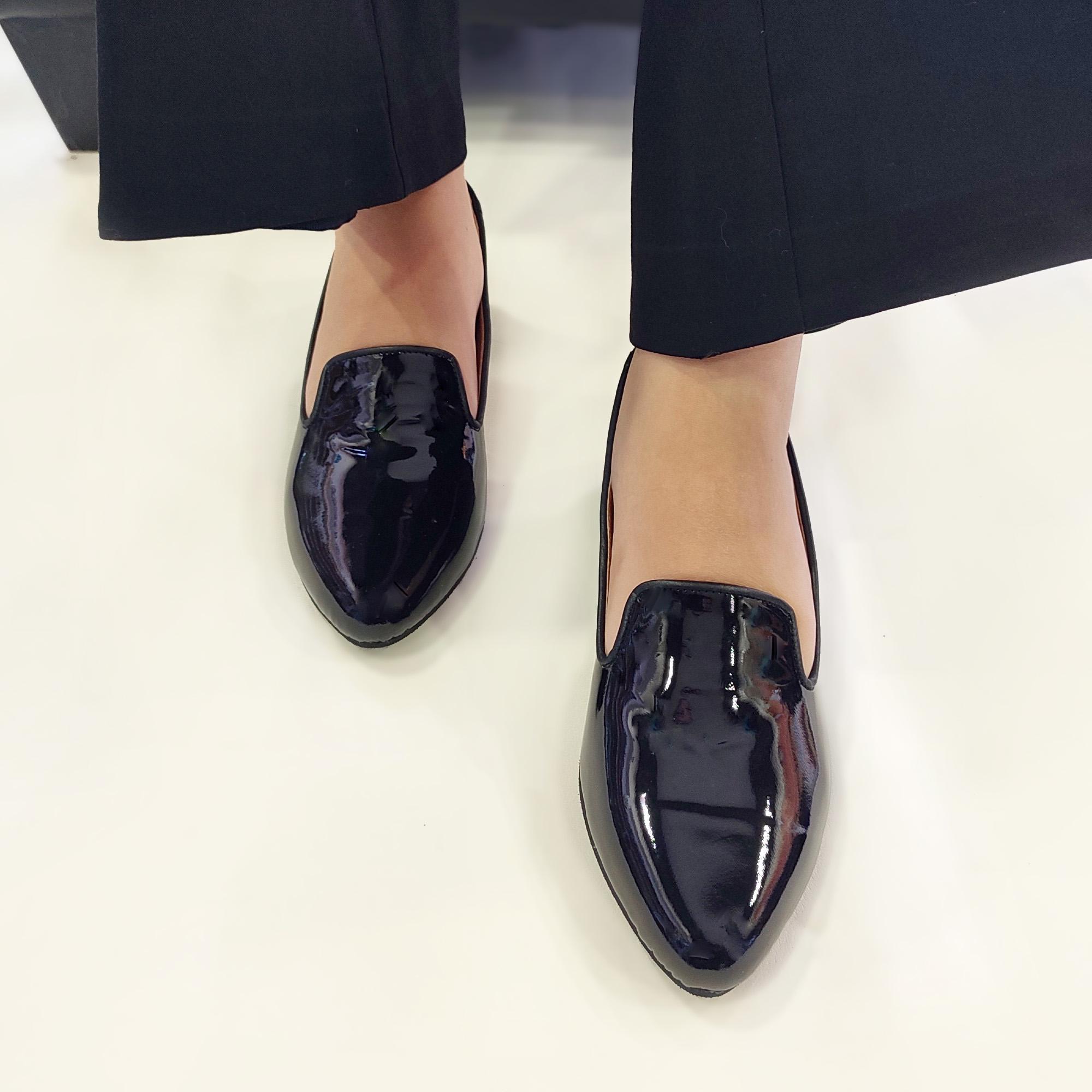 Mocassins Femme à Enfiler En Cuir Synthétique - Style Britannique à Bout Pointu Avec Nœud - Chaussures élégantes Pour Tenues Décontractées Ou Habillées