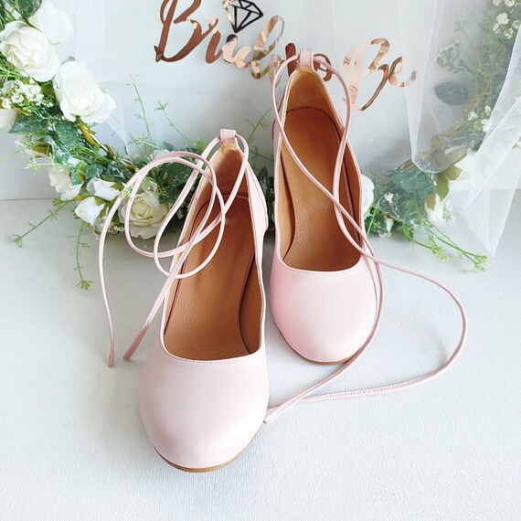 Blush Roze Enkelband Blokhakken Dames Pumps met afgeronde - Etsy België
