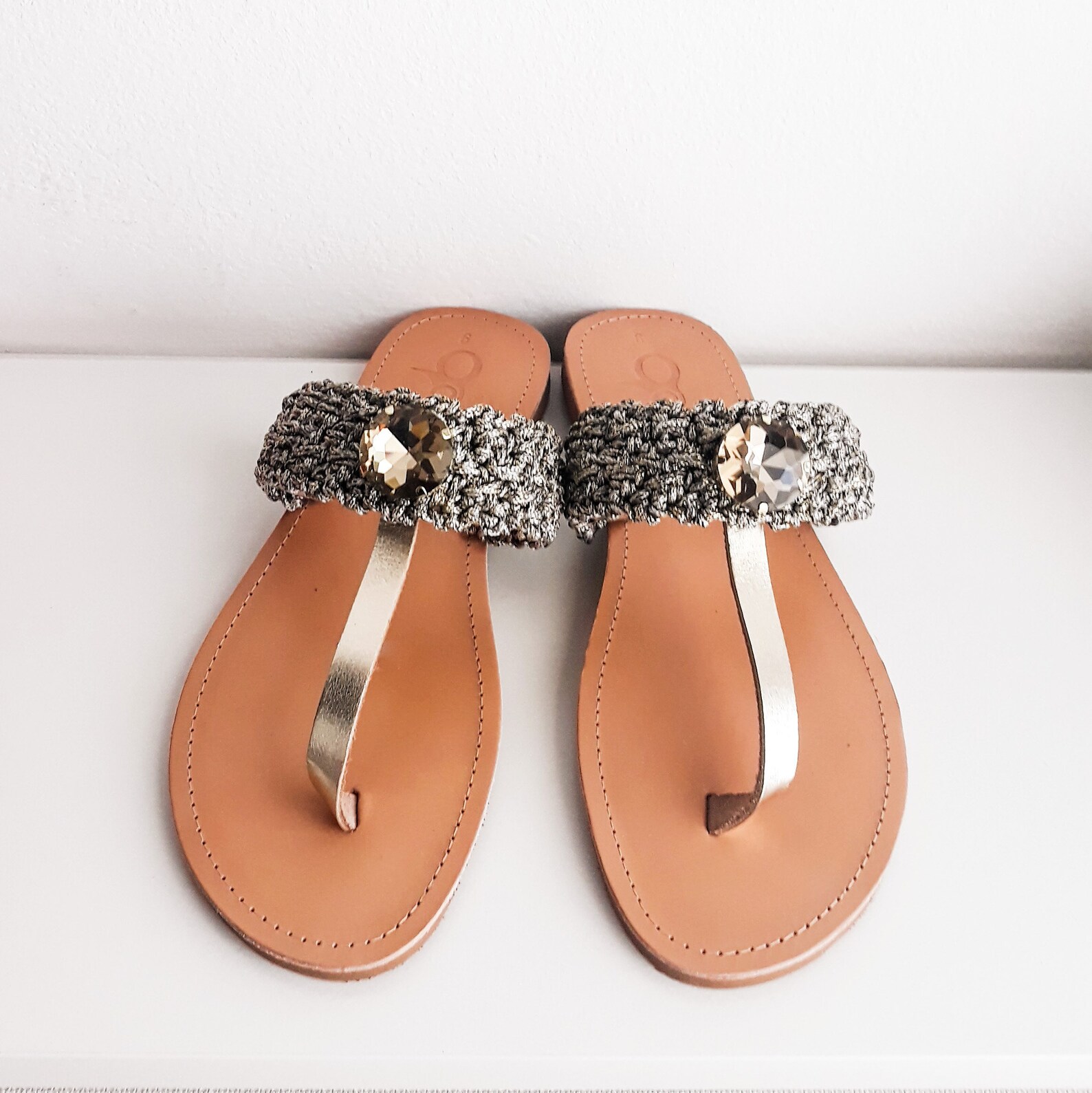 Women's Gold TBar Sandals Handmade Thong Sandals Etsy