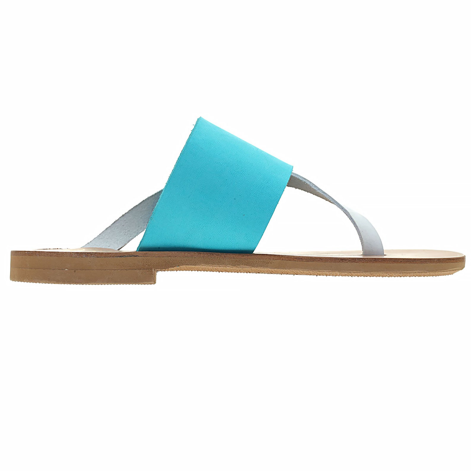 blue and white sandals