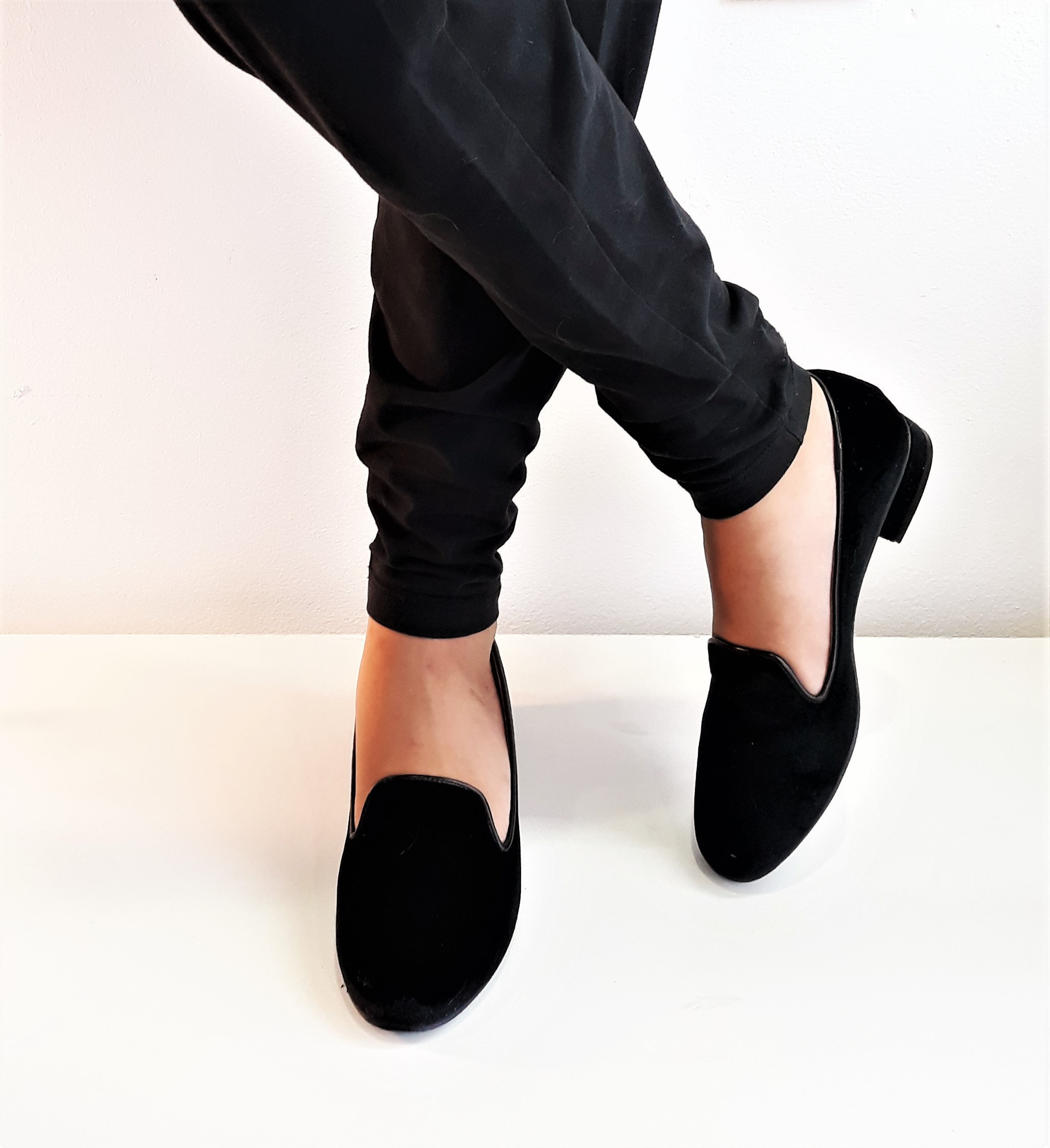 Onderhoudbaar inschakelen tij Women's Loafers in Black Velvet Flat Shoes Rounded - Etsy