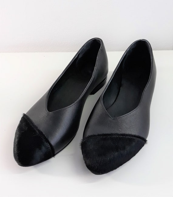 Dames Flats Zwarte Puntschoenen Lederen Slip-On Schoenen - Etsy Nederland
