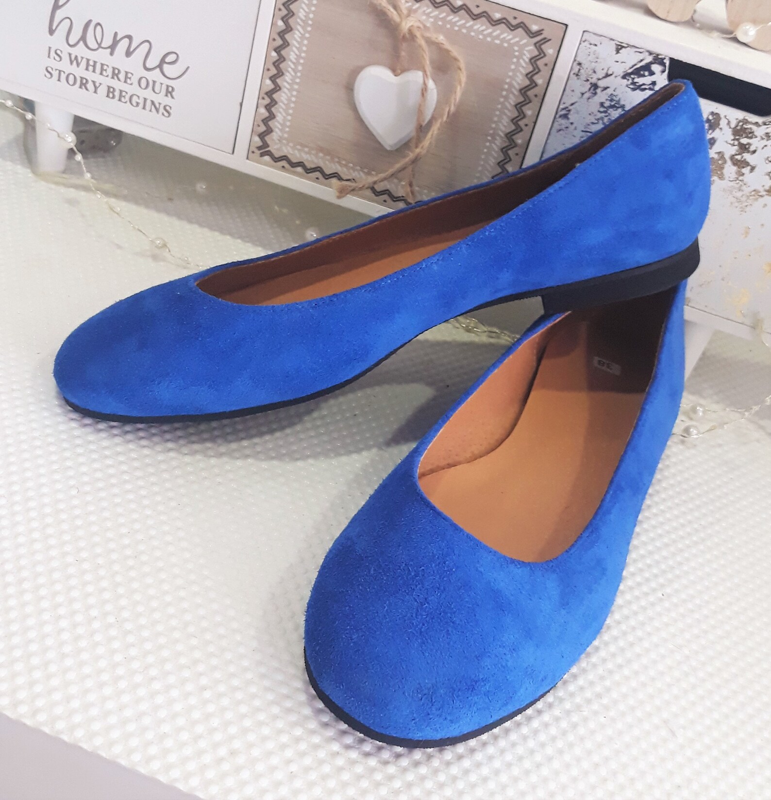 Royal Blue Woman Flat Shoes Size 38 EU Blue Ballet Shoes | Etsy