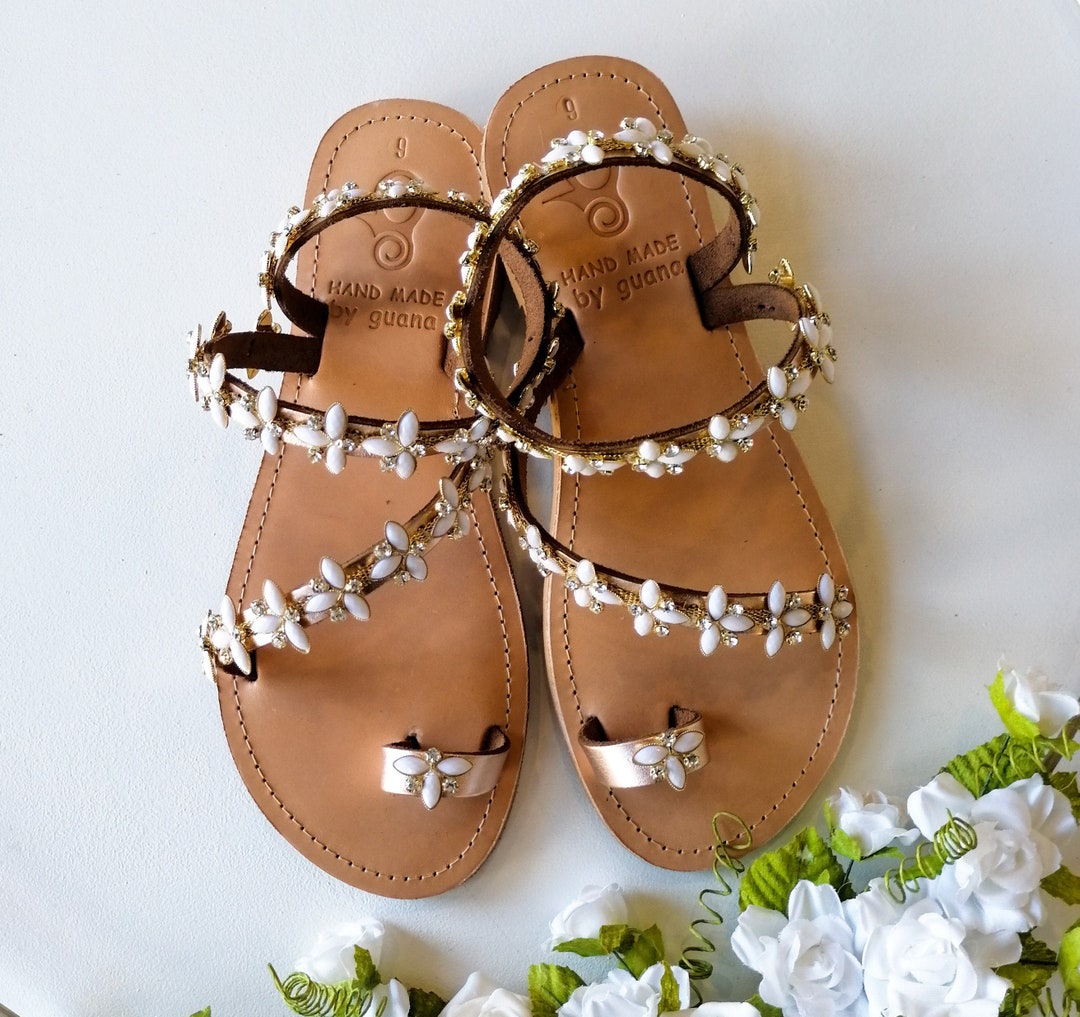 Beach Wedding Shoes Rose Gold Sandals Handmade to Order - Etsy