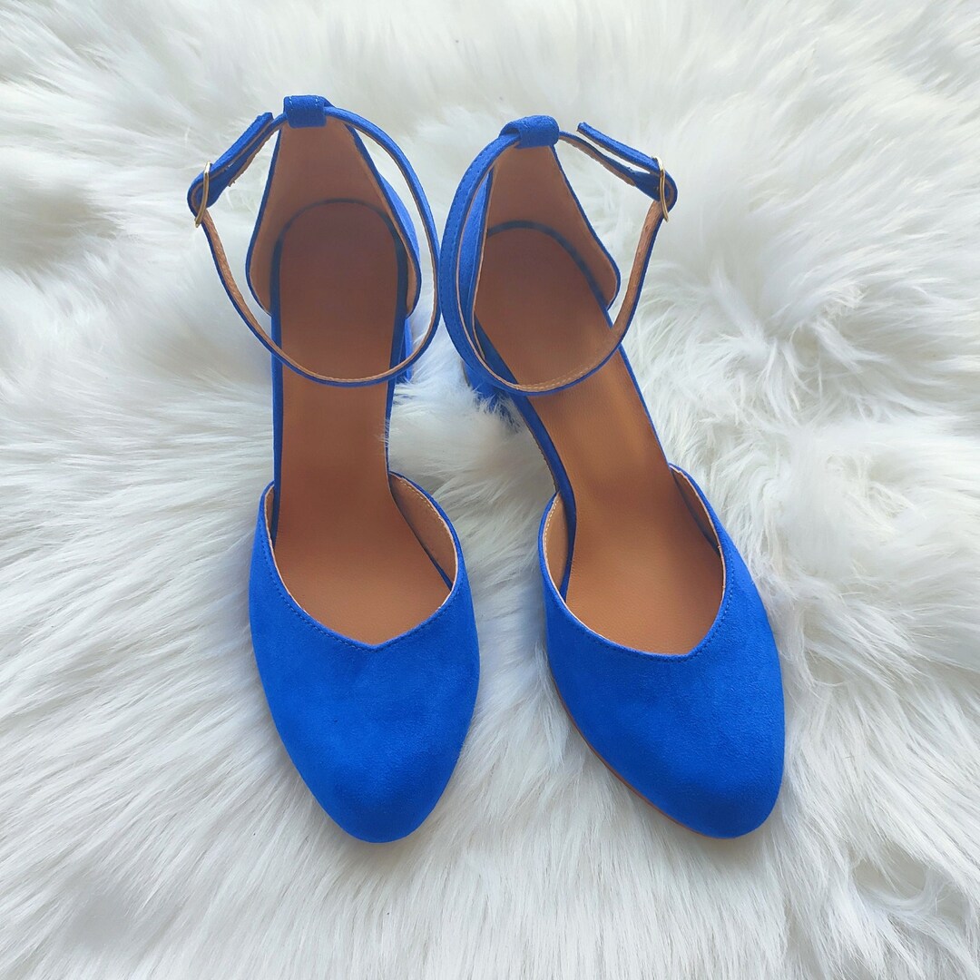 Royal Blue Heels for Bride Blue Suede Leather Women Bridal - Etsy Hong Kong