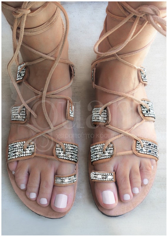 tan roman sandals