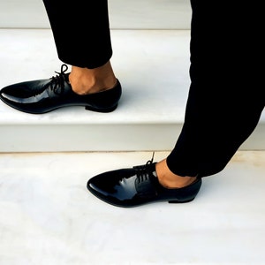 Oxford Leather Shoes in Black Color, Handmade Women Shoes, Flat Shoes ...