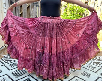 25 Yard Vintage Silk Sari Skirt: Belly Dance, Renaissance Festival  TM1