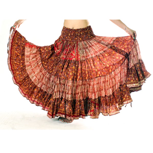 Light vintage silk sari skirt ideal for group improv bellydance BLACKTUP® Tornasol