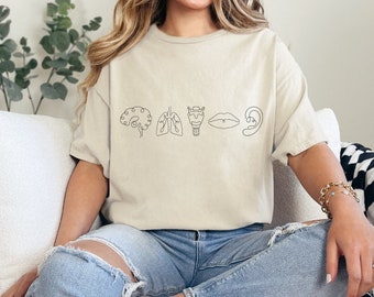 Speech pathology anatomy tee shirt brain larynx mouth lungs SLP speech therapy medical cute