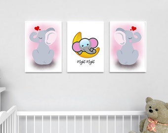 Elephant Print Set of 3 | Elephant Nursery Art | Gender Neutral Nursery | Printable Elephant Art | Nursery Decor | Pronto Shop