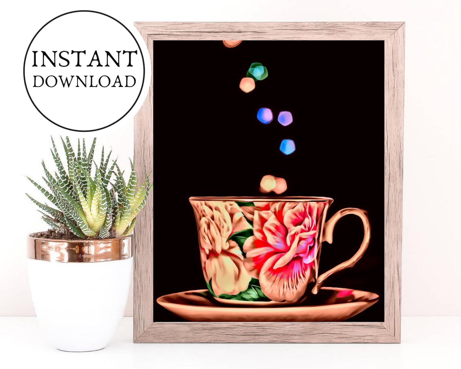 Tea Cup Print Kitchen Decor Tea Printable Poster Kitchen Etsy
