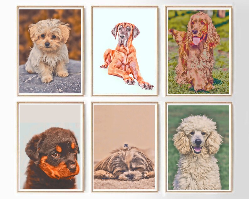 Dog Print Set Of 24 Dog Print Set Dog Prints Dog Wall Etsy
