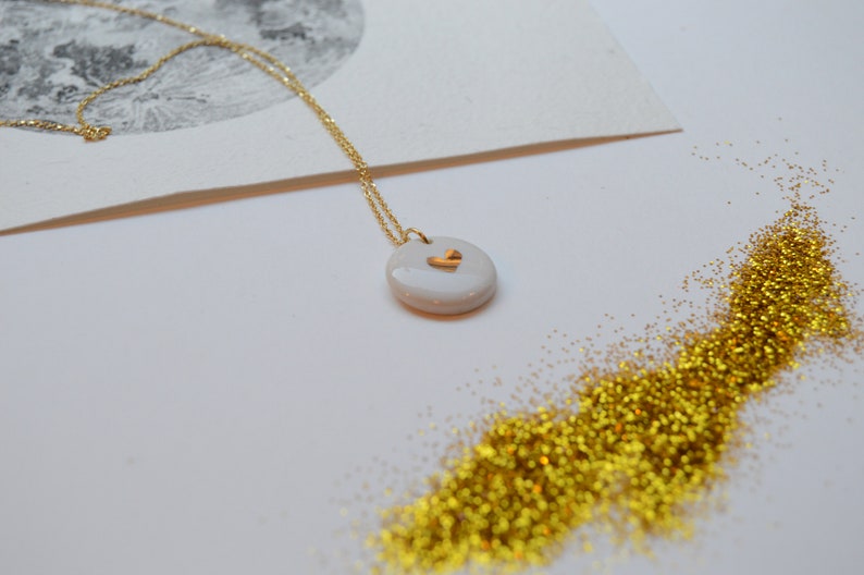 Saint valentine jewelry. Heart pendant Porcelain Valentine/'s necklace Love pendant White pendant with a little heart
