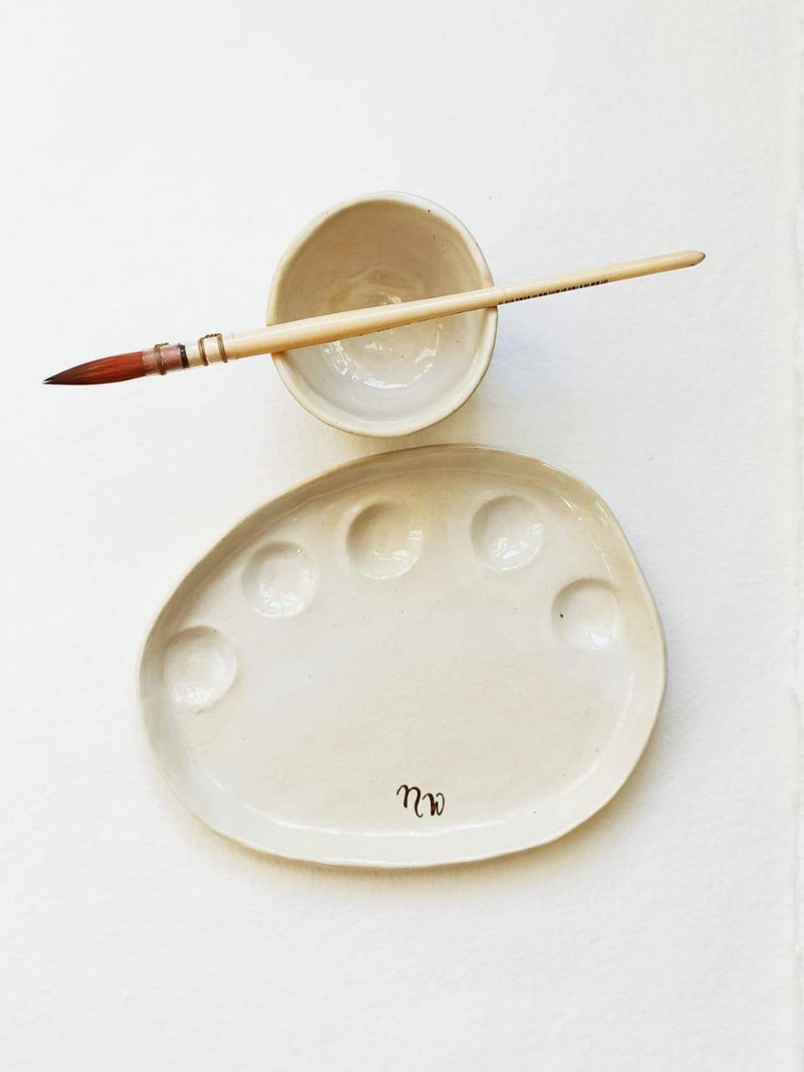 Ceramic palette Paint palette gift set Paint watercolor cup Etsy