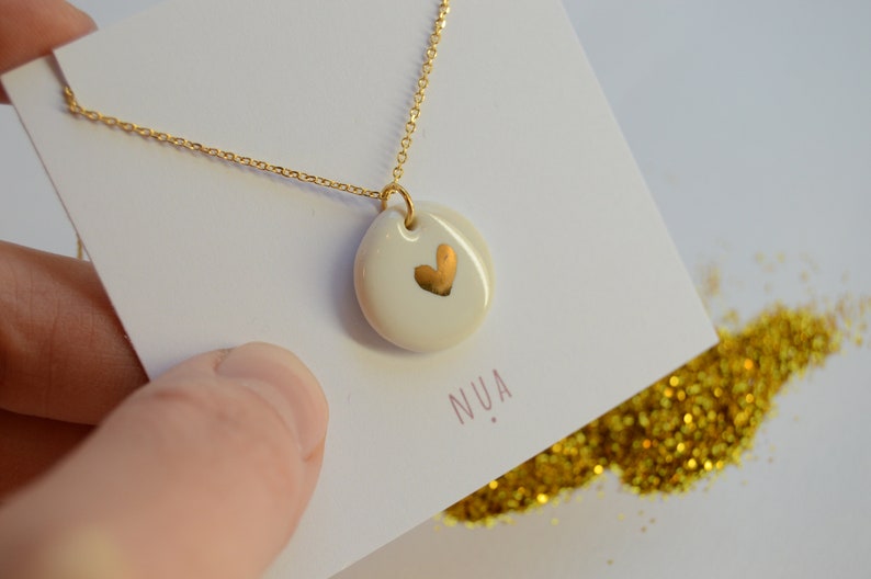 Saint valentine jewelry. Heart pendant Porcelain Valentine/'s necklace Love pendant White pendant with a little heart