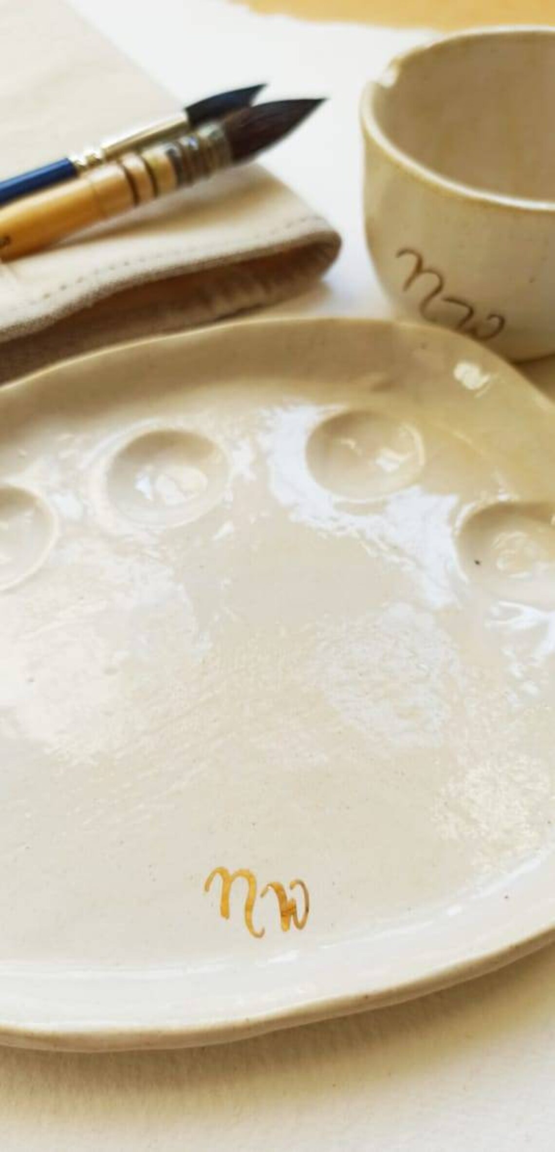 Ceramic palette Paint palette gift set Paint watercolor cup Etsy