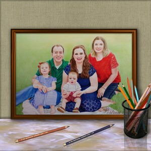 Pencil Commission Custom Family grandparent baby child kids portrait drawing from photo. Christmas 1st birthday gift. Realistic Drawing.