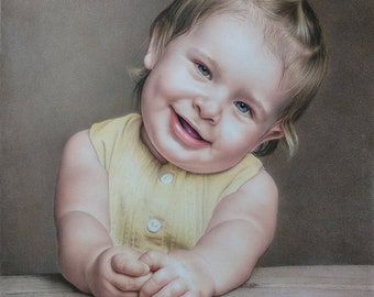 Colored Pencil portrait Commission Custom baby child kids family drawing from photo. 100% Hand drawn Realistic lifelike art drawing.