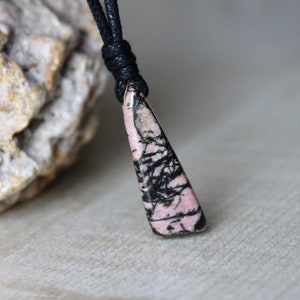 Rhodonite necklace Rhodonite Pendant women Rhodonite jewelry Gift stone for girlfriend