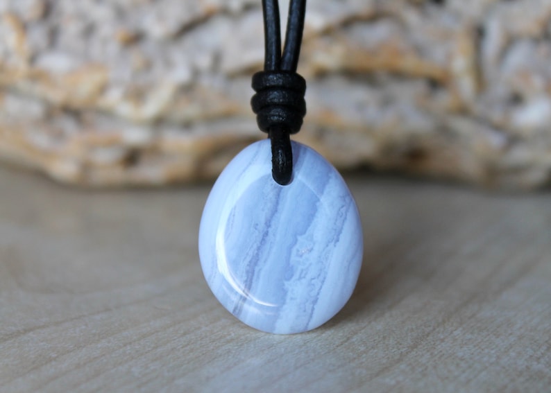Blue Lace Agate Pendant Blue Lace Agate Necklace Gift stone for girlfriend Agate jewelry
