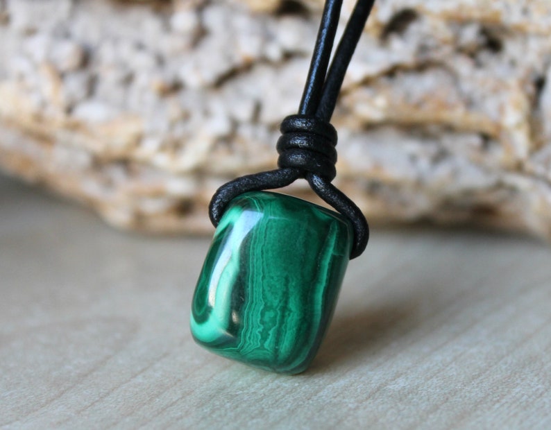 Malachite Pendant for men Green Necklaces Malachite