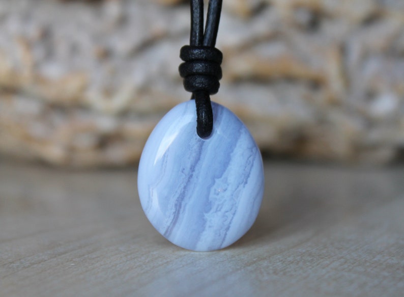 Blue Lace Agate Pendant Blue Lace Agate Necklace Gift stone for girlfriend Agate jewelry
