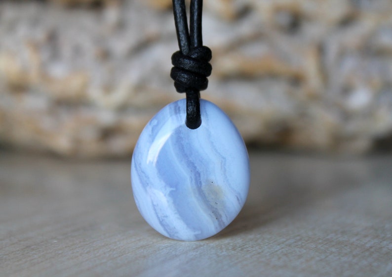 Blue Lace Agate Pendant Blue Lace Agate Necklace Gift stone for girlfriend Agate jewelry