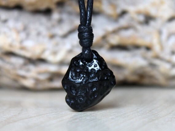Tektite Pendant Men Stone Necklace Tektite Jewelry Black Stone - Etsy
