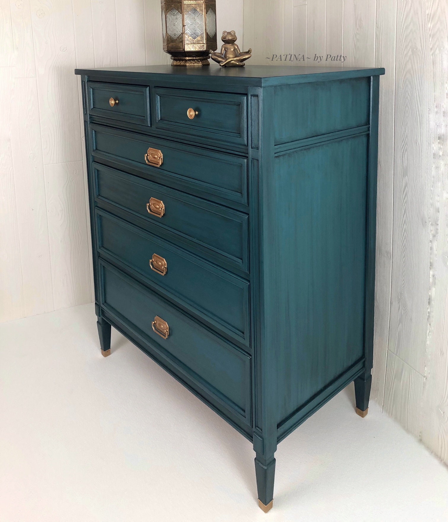 Teal Antique Dresser Chest of Drawers Contemporty Modern Etsy