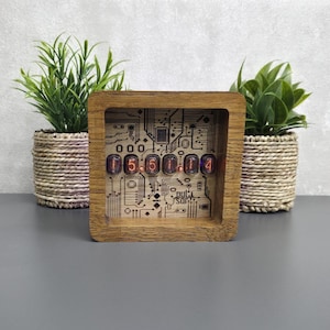 IN-17 Nixie Tube Clock Wi-Fi, RGB, Temperature, Humidity and Pressure sensor, Natural Wood