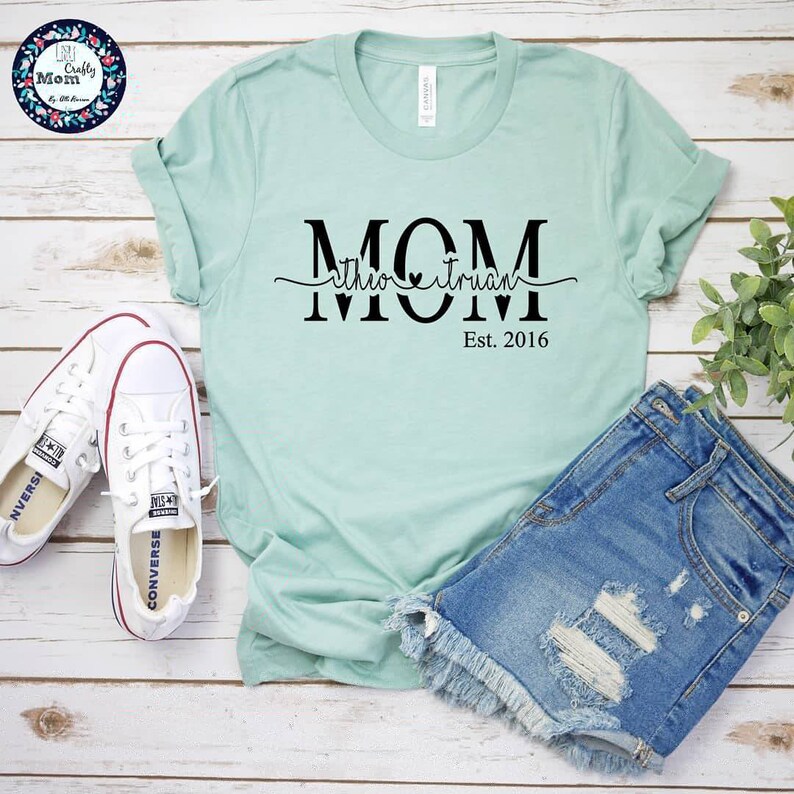 Mom established shirt with kids name/ Mom Shirt / Mom / kids | Etsy