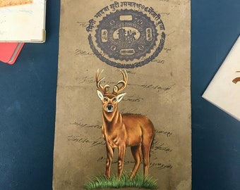 Tableau indien vintage - Art mural indien vintage - Art indien coloré - Tableau cerf indien vintage