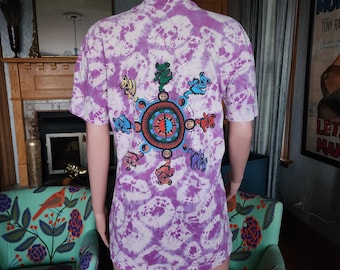 Camiseta vintage rara de Grateful Dead, grande, 1987, Mountain Sky, morado tie-dye