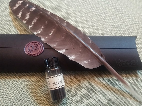 Hand-cut Turkey Feather Quill Pen Gift Set Ink and Gift Box