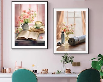 Yogamatte Stillleben Print | Minimalistische Wellness Kunst (A4)