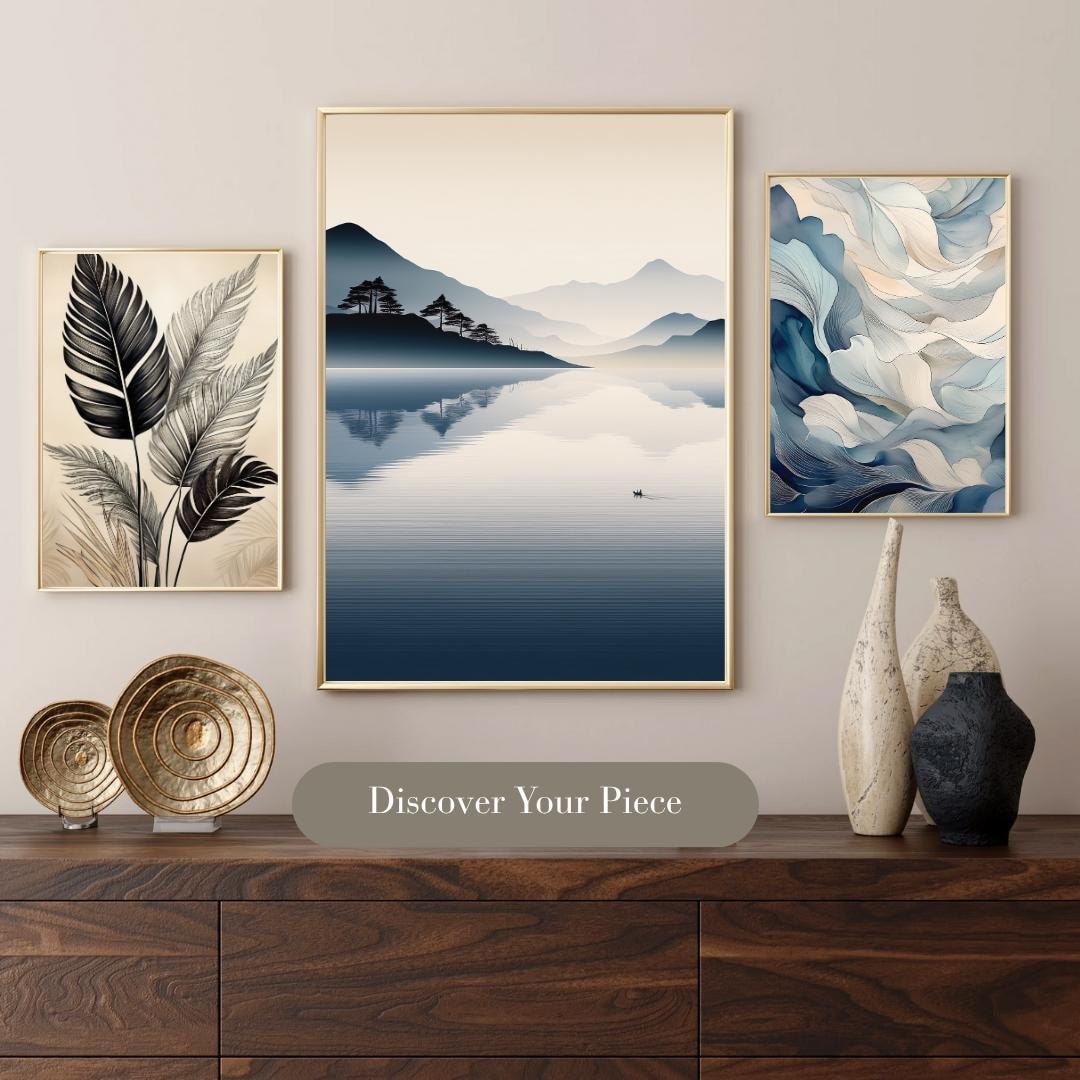Blue Mountain Lake Art Print | Minimalist Landscape Wall Decor - Etsy