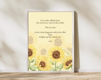 Sunflower Art Print | Hafiz Poem, Botanical Wall Decor